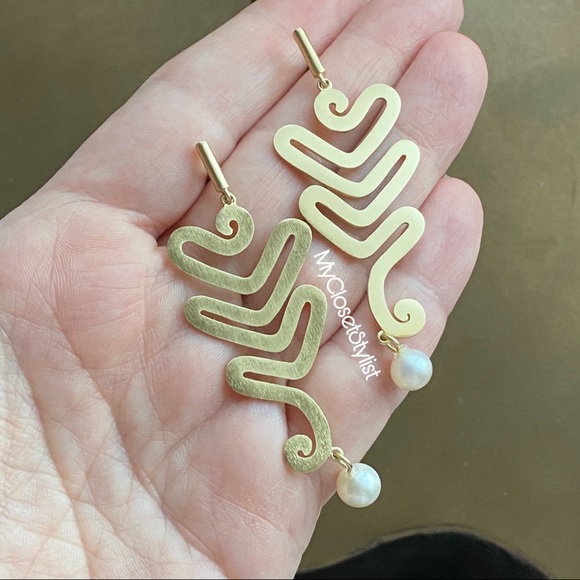 ELIZABETH & JAMES 23k Gold Pearl Drop Earrings! NEW RETIRED Luxury Line - Picture 3 of 3